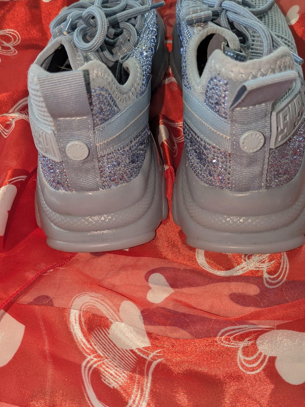 Steve Madden Maxima Light Blue Glitter Lace-Up Sneakers - Picture 5 of 8